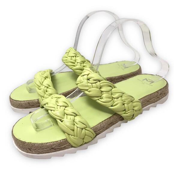 Marc Fisher LTD Jaimee Espadrille Flat Slide Sandals 8.5 Braided Leather Slip On - Picture 1 of 9